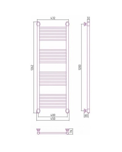 Полотенцесушитель водяной 1200х400 античное белое золото Сунержа Богема+ 10-0220-1240