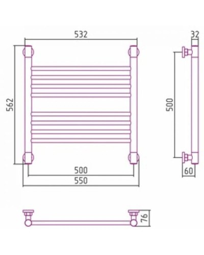 Полотенцесушитель водяной 500х500 сатин Сунержа Богема+ 071-0220-5050