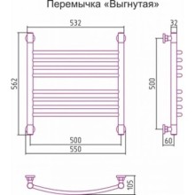Полотенцесушитель водяной 500х500 перемычка выгнутая золотой матовый Сунержа Богема+ 032-0221-5050