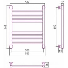 Полотенцесушитель водяной 600х500 темный титан муар Сунержа Богема+ 15-0220-6050