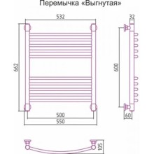 Полотенцесушитель водяной 600х500 перемычка выгнутая золотой Сунержа Богема+ 03-0221-6050