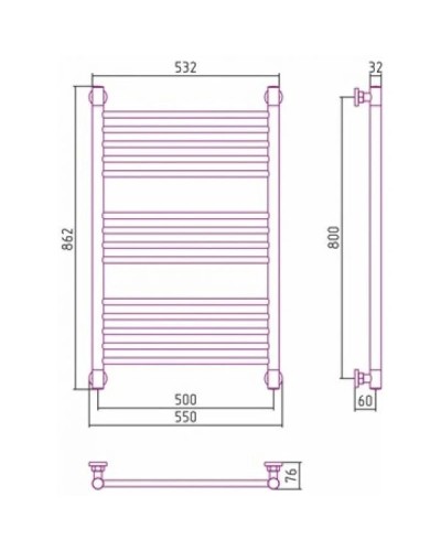 Полотенцесушитель водяной 800х500 античное белое золото Сунержа Богема+ 10-0220-8050