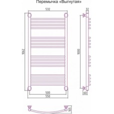 Полотенцесушитель водяной 1000х500 перемычка выгнутая темный титан муар Сунержа Богема+ 15-0221-1050