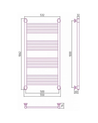 Полотенцесушитель водяной 1000х500 белый матовый Сунержа Богема+ 30-0220-1050