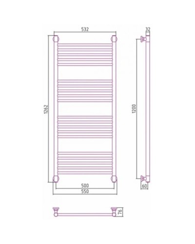 Полотенцесушитель водяной 1200х500 темный титан муар Сунержа Богема+ 15-0220-1250