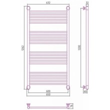 Полотенцесушитель водяной 1200х600 черный матовый Сунержа Богема+ 31-0220-1260