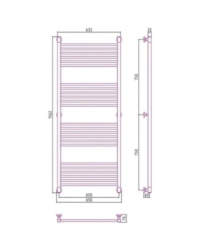 Полотенцесушитель водяной 1500х600 белый матовый Сунержа Богема+ 30-0220-1560