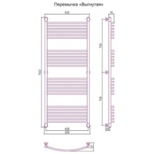 Полотенцесушитель водяной 1500х600 перемычка выгнутая золотой Сунержа Богема+ 03-0221-1560