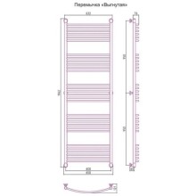 Полотенцесушитель водяной 1900х600 перемычка выгнутая состаренная латунь Сунержа Богема+ 051-0221-1960