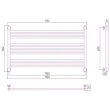 Полотенцесушитель водяной 600х1100 белый глянец Сунержа Богема L 12-0202-6011