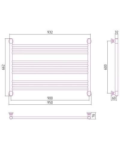 Полотенцесушитель водяной 600х900 темный титан муар Сунержа Богема L 15-0202-6090