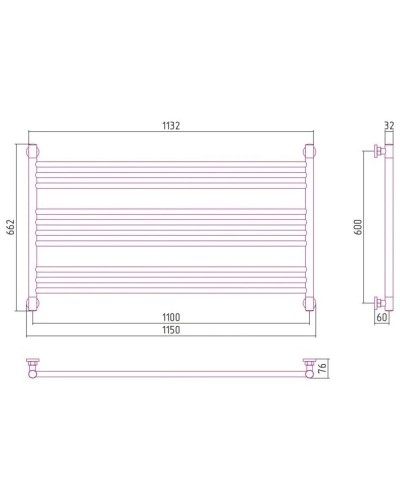 Полотенцесушитель водяной 600х1100 темный титан муар Сунержа Богема L 15-0202-6011