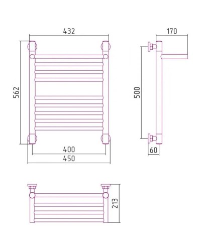 Полотенцесушитель водяной 500х400 шампань матовая Сунержа Богема с полкой+ 022-0223-5040