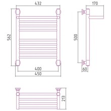 Полотенцесушитель водяной 500х400 темный титан муар Сунержа Богема с полкой+ 15-0223-5040