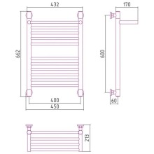 Полотенцесушитель водяной 600х400 сатин Сунержа Богема с полкой+ 071-0223-6040