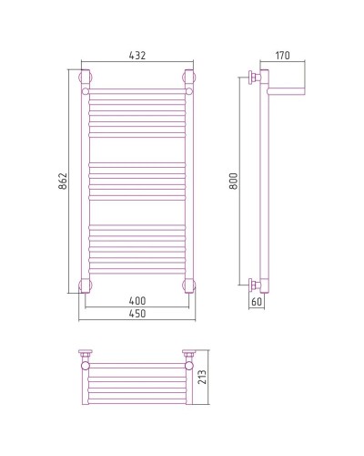 Полотенцесушитель водяной 800х400 состаренная бронза Сунержа Богема с полкой+ 05-0223-8040