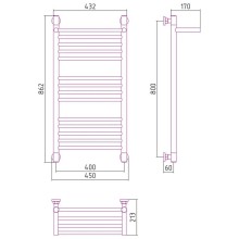 Полотенцесушитель водяной 800х400 сатин Сунержа Богема с полкой+ 071-0223-8040