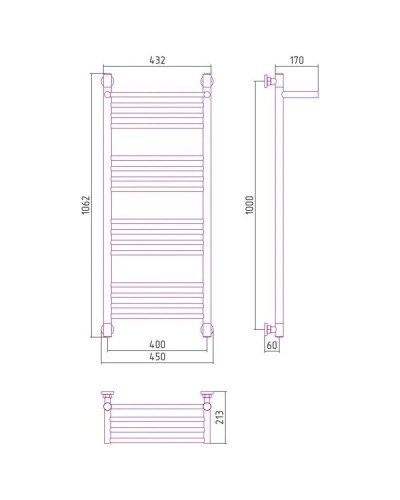 Полотенцесушитель водяной 1000х400 золотой матовый Сунержа Богема с полкой+ 032-0223-1040