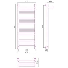 Полотенцесушитель водяной 1000х400 состаренная бронза Сунержа Богема с полкой+ 05-0223-1040