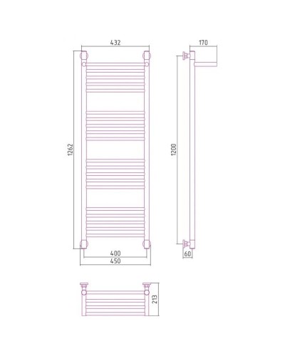 Полотенцесушитель водяной 1200х400 античное белое золото Сунержа Богема с полкой+ 10-0223-1240