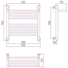 Полотенцесушитель водяной 500х500 темный титан муар Сунержа Богема с полкой+ 15-0223-5050