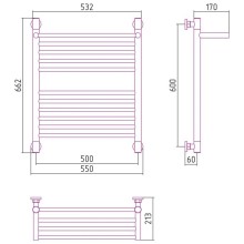 Полотенцесушитель водяной 600х500 шампань матовая Сунержа Богема с полкой+ 022-0223-6050