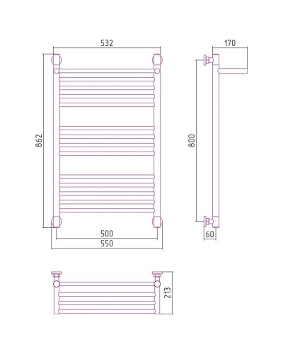 Полотенцесушитель водяной 800х500 состаренная бронза Сунержа Богема с полкой+ 05-0223-8050