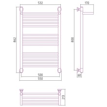 Полотенцесушитель водяной 800х500 состаренная латунь Сунержа Богема с полкой+ 051-0223-8050