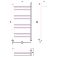 Полотенцесушитель водяной 1000х500 золотой Сунержа Богема с полкой+ 03-0223-1050