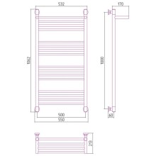 Полотенцесушитель водяной 1000х500 золотой матовый Сунержа Богема с полкой+ 032-0223-1050