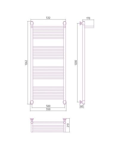 Полотенцесушитель водяной 1200х500 состаренная латунь Сунержа Богема с полкой+ 051-0223-1250