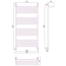 Полотенцесушитель водяной 1200х600 состаренная бронза Сунержа Богема с полкой+ 05-0223-1260