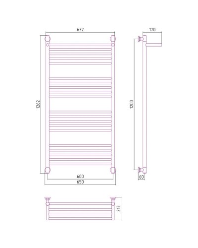 Полотенцесушитель водяной 1200х600 античное белое золото Сунержа Богема с полкой+ 10-0223-1260