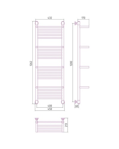 Полотенцесушитель водяной 1200х400 золотой Сунержа Богема с полкой+ 03-0224-1240