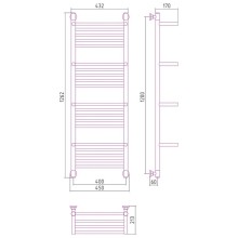 Полотенцесушитель водяной 1200х400 темный титан муар Сунержа Богема с полкой+ 15-0224-1240