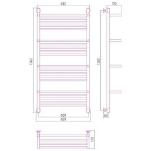 Полотенцесушитель водяной 1200х600 золотой Сунержа Богема с полкой+ 03-0224-1260