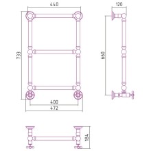 Полотенцесушитель водяной 660х400 состаренная латунь Сунержа Ренессанс 1304 051-0280-6640