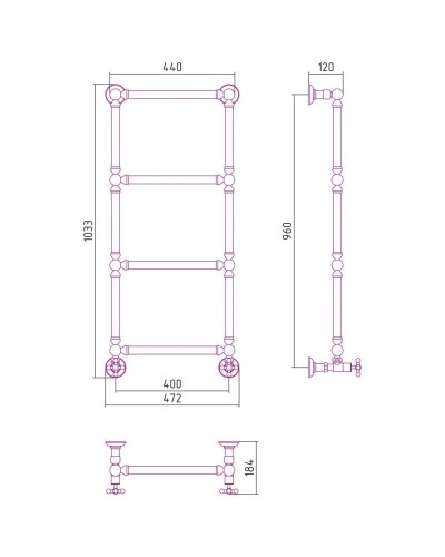 Полотенцесушитель водяной 960х400 сатин Сунержа Ренессанс 1304 071-0280-9640