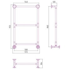 Полотенцесушитель водяной 860х500 шампань Сунержа Ренессанс 1304 020-0280-8650