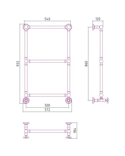 Полотенцесушитель водяной 860х500 сатин Сунержа Ренессанс 1304 071-0280-8650