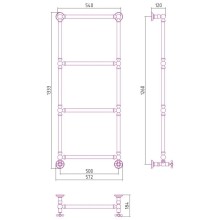 Полотенцесушитель водяной 1260х500 белый глянец Сунержа Ренессанс 1304 12-0280-1250