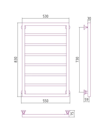 Полотенцесушитель водяной 800х500 шампань Сунержа Канцлер 020-0254-8050