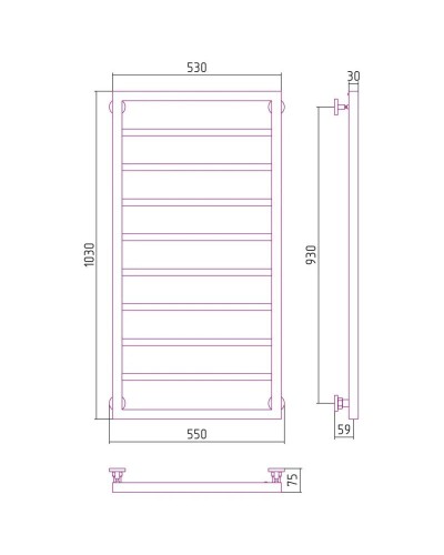 Полотенцесушитель водяной 1000х500 черный матовый Сунержа Канцлер 31-0254-1050