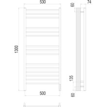 Электрический полотенцесушитель Terminus Ватикан П15 500x1300 R 4670078526212 Хром