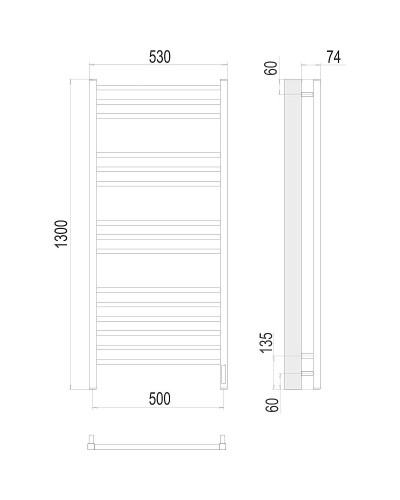 Электрический полотенцесушитель Terminus Ватикан П15 500x1300 R 4670078526212 Хром