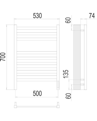 Электрический полотенцесушитель Terminus Енисей П9 500x700 R 4670078526281 Хром