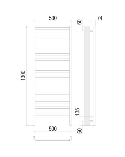 Электрический полотенцесушитель Terminus Енисей П15 500x1300 R 4670078526274 Хром