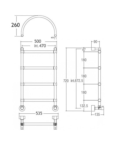 Водяной полотенцесушитель Margaroli Sole 442-4 4424704CRNA Хром