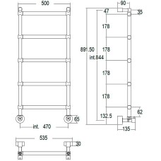 Водяной полотенцесушитель Margaroli Sole 442-5 4424705GON Золото