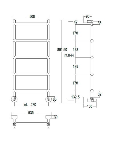 Водяной полотенцесушитель Margaroli Sole 442-5 4424705GON Золото